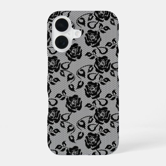 Faux Black Lace iPhone Case iPhone 16 Hoesje (Achterkant)