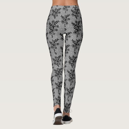 Faux Black Lace Poisson Leggings Design romantique (Dos)