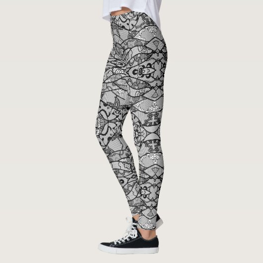 Faux Black Lace Poisson Leggings Moderne (Gauche)