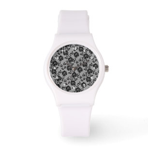 Faux Black Lace Roos Fishnet Watch Gift Horloge