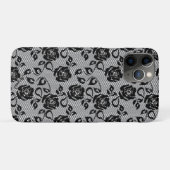 Faux Black Lace Rose coque iphone de pêche (Dos (Horizontal))