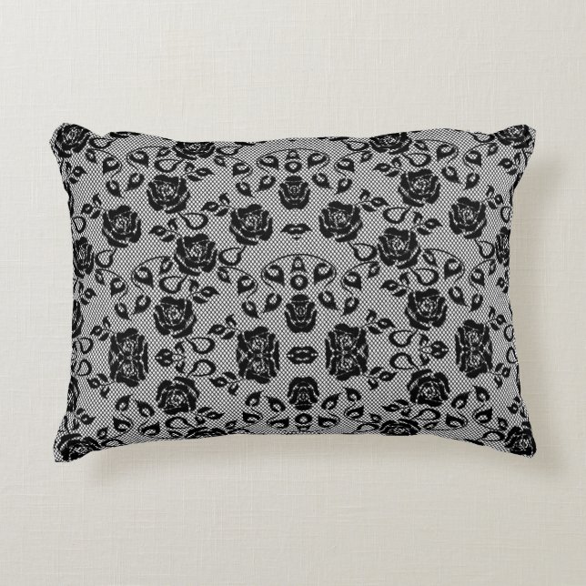 Faux Black Lace Rose Coussin de pêche - Choisir la (Devant)