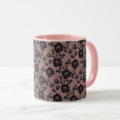Faux Black Lace Rose Fishnet Coffee Mug Cadeau (Devant droit)
