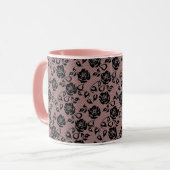 Faux Black Lace Rose Fishnet Coffee Mug Cadeau (Devant gauche)