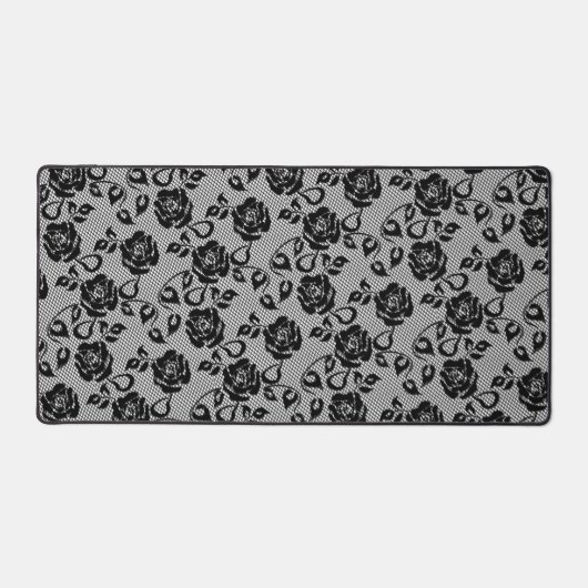 Faux Black Lace Rose Fishnet Design moderne (Recto)