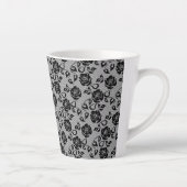 Faux Black Lace Rose Fishnet Latte Mug (Droite)