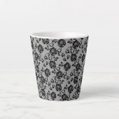 Faux Black Lace Rose Fishnet Latte Mug (Devant)