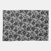 Faux Black Lace Rose Fishnet Serviette de cuisine (Horizontal)