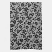 Faux Black Lace Rose Fishnet Serviette de cuisine (Vertical)