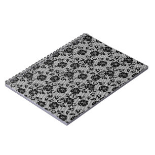 Faux Black Lace Roses Carnet de pêche romantique