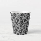 Faux Black Lace Roses Fishnet Latte Mug (Devant)