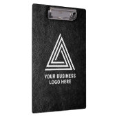Faux Black Leather Modern Business Logo Klembord (Rechts)