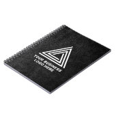 Faux Black Leather Modern Business Logo Notitieboek (Linkerzijde)