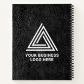 Faux Black Leather Modern Business Logo Notitieboek (Achterkant)