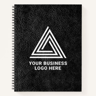 Faux Black Leather Modern Business Logo Notitieboek
