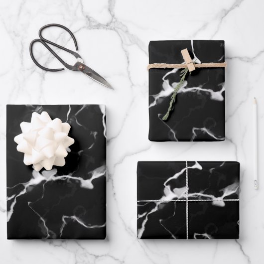 Faux Black Marble Texture Kijk uit Inpakpapier Vel (Voorkant)