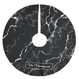 Faux Black Marble-textuur met aangepaste naam Kerstboom Rok