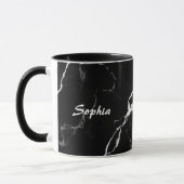 Faux Black Marble-textuur met aangepaste naam Mok (Links)