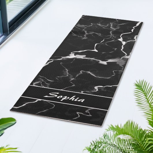 Faux Black Marble-textuur met aangepaste naam Yogamat