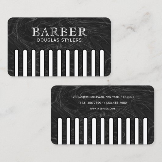 Faux black pattern comb barber visitekaartje (Voorkant / Achterkant)