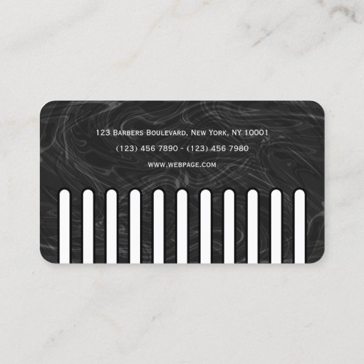 Faux black pattern comb barber visitekaartje (Achterkant)
