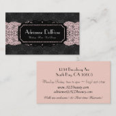Faux Black Pink Lace Frans Visitekaartje (Voorkant / Achterkant)