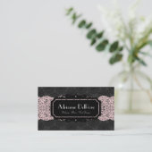 Faux Black Pink Lace Frans Visitekaartje (Staand voorkant)