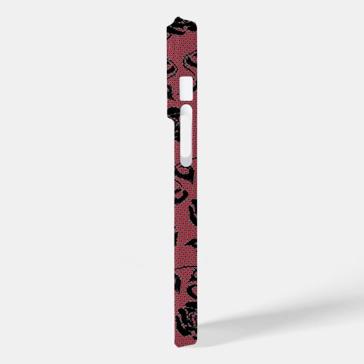 Faux Black Red Lace Rose coque iphone de pêche (Verso / Gauche)