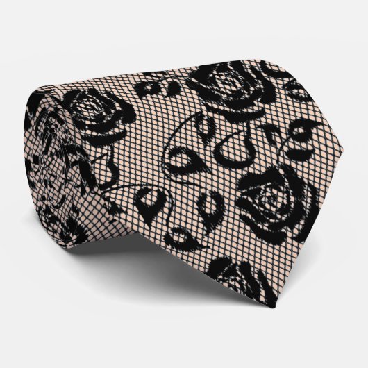 Faux Black Rose dentelle Cravate (Roulé)