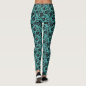Faux Black Rose dentelle Pêche Turquoise Leggings (Dos)