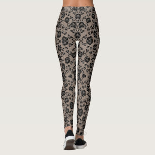 Faux Black Rozen Lace Fishnet Romantic Leggings