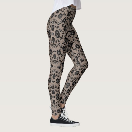 Faux Black Rozen Lace Fishnet Romantic Leggings (Rechts)