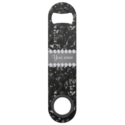 Faux Black Sequins en Diamonds Speed Flessenopener (Voorkant)