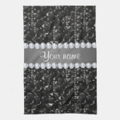 Faux Black Sequins en Diamonds Theedoek (Verticaal)