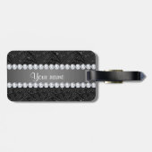 Faux Black Sequins Sparkles and Diamonds Bagagelabel (Achterkant horizontaal)