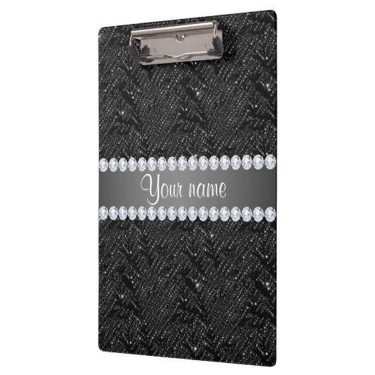 Faux Black Sequins Sparkles and Diamonds Klembord (Links)