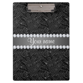 Faux Black Sequins Sparkles and Diamonds Klembord