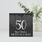 faux black sparkle 50e anniversaire invitation (Debout devant)