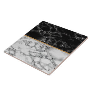 Faux Black White Marble Stone Ceramic Tegel Tegeltje