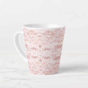 Faux Blanc Dentelle Poisson Latte Mug avec Fleurs