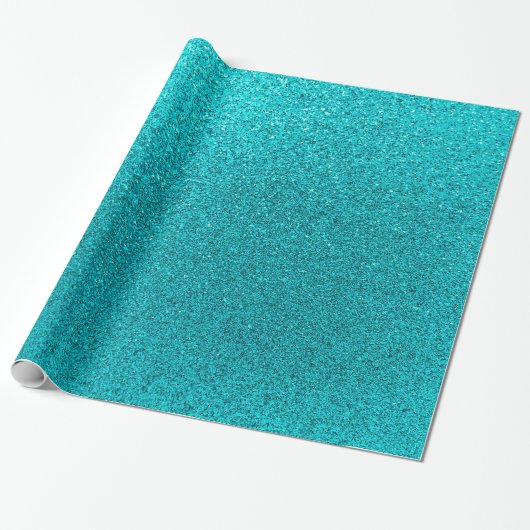 Faux Blauwgroen Blauwe Glitter Achtergrond Sparkle Cadeaupapier (Uitgerold)