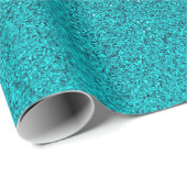 Faux Blauwgroen Blauwe Glitter Achtergrond Sparkle Cadeaupapier (Rol Hoek)