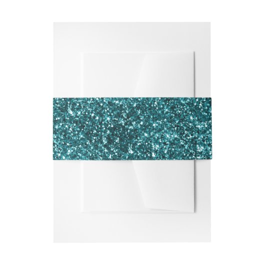 Faux Blauwgroen Blue Glitter Uitnodigingen Wikkel (Voorkant Voorbeeld)