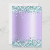 Faux Blauwgroen Glitter Lavender Satin Folie Sweet Kaart (Achterkant)