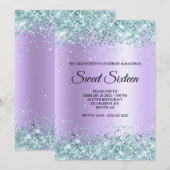 Faux Blauwgroen Glitter Lavender Satin Folie Sweet Kaart (Voorkant / Achterkant)