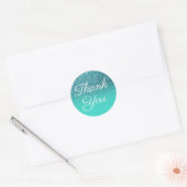 Faux Blauwgroen Glitter Turquoise Ombre Bedankt Ronde Sticker (Envelop)