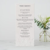 Faux Blind Embossed Arch Wedding Menu Card (Debout devant)