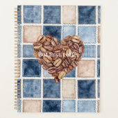 Faux Blue Denim Cream First Coffee Beans Heart (Devant)