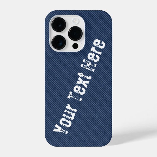 Faux Blue Denim Fabric Custom Text iPhone Case iPhone Hoesje (Achterkant)