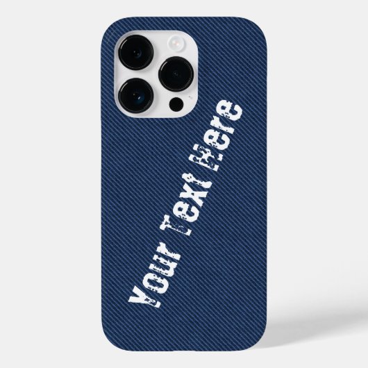 Faux Blue Denim iPhone Case met aangepaste tekst (Achterkant)